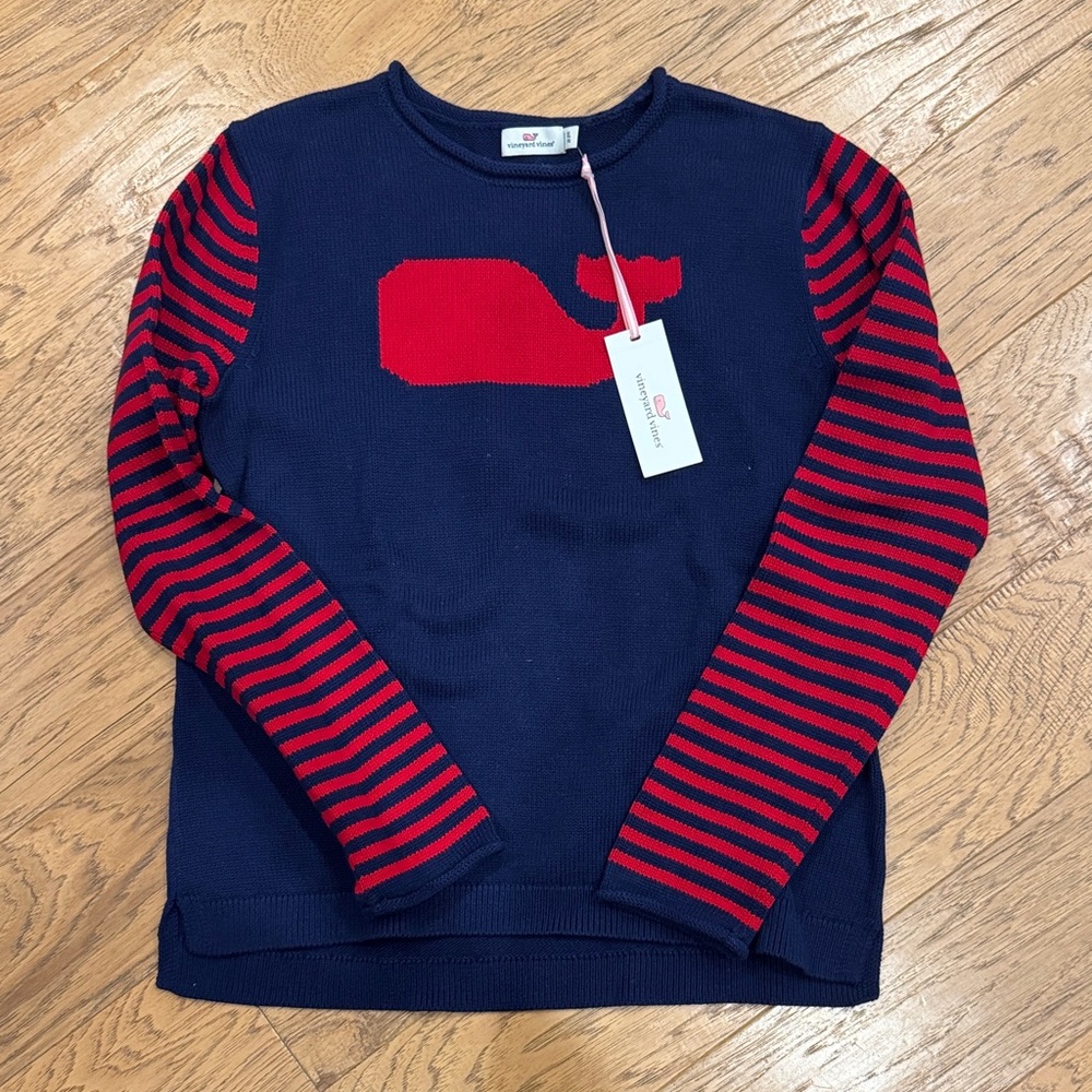 Vineyard Vines Navy and Red Whale Sweater